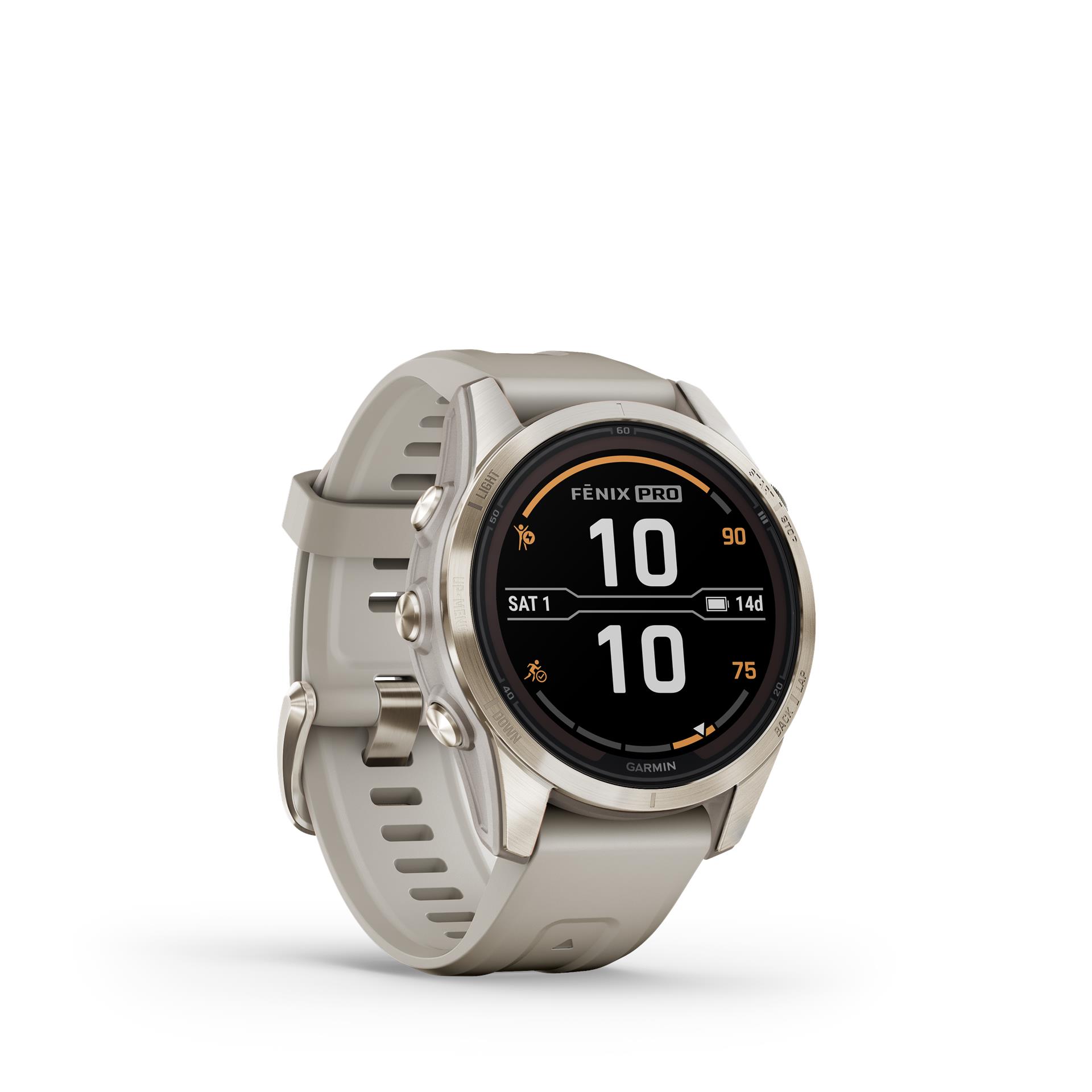 Garmin fēnix 7S Pro Sapphire Solar smartwatch, 42 mm, Soft gold/Sand