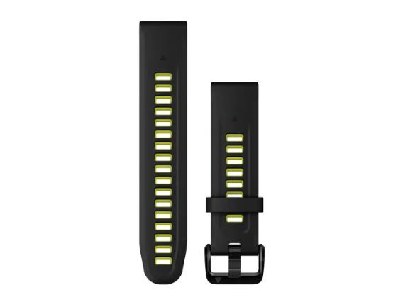 Garmin QuickFit 20 mm Силиконовый ремешок, Черный/ярко-желто-зеленый