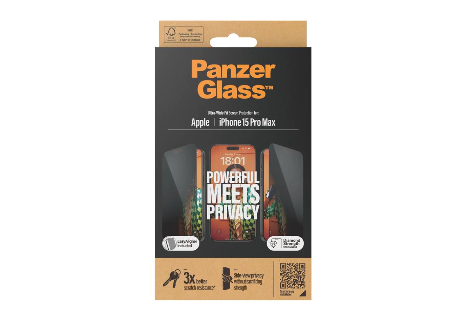 PanzerGlass™ Privacy Screen Protector iPhone 15 Pro Max | Ultra-Wide Fit w. EasyAligner