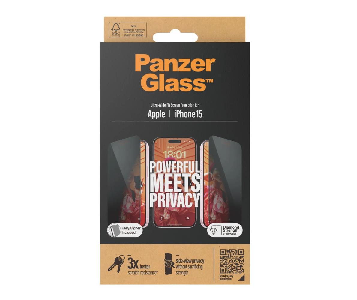 PanzerGlass™ Privacy Screen Protector iPhone 15 | Ultra-Wide Fit w. EasyAligner
