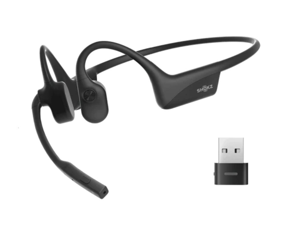 Shokz OpenComm2 UC Bluetooth Wireless Bone Sound PC Headset with Noise Cancelling Boom Mic and Bluet