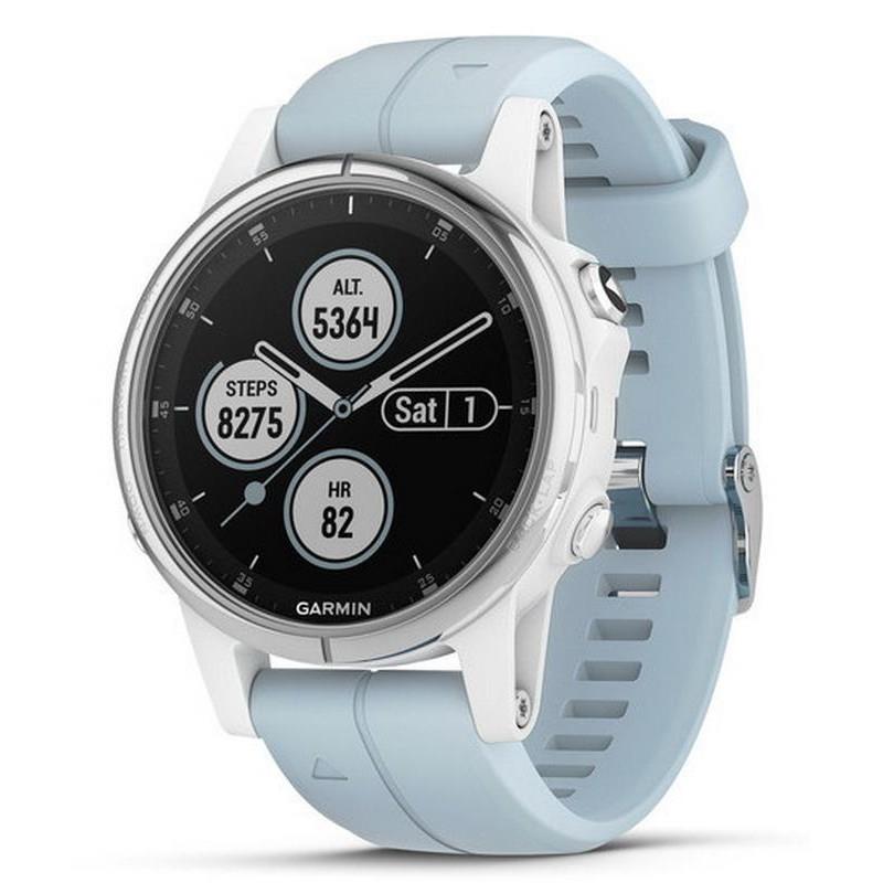 Garmin fēnix 5S Plus smartwatch,White with Sea Foam color Band, DEMO