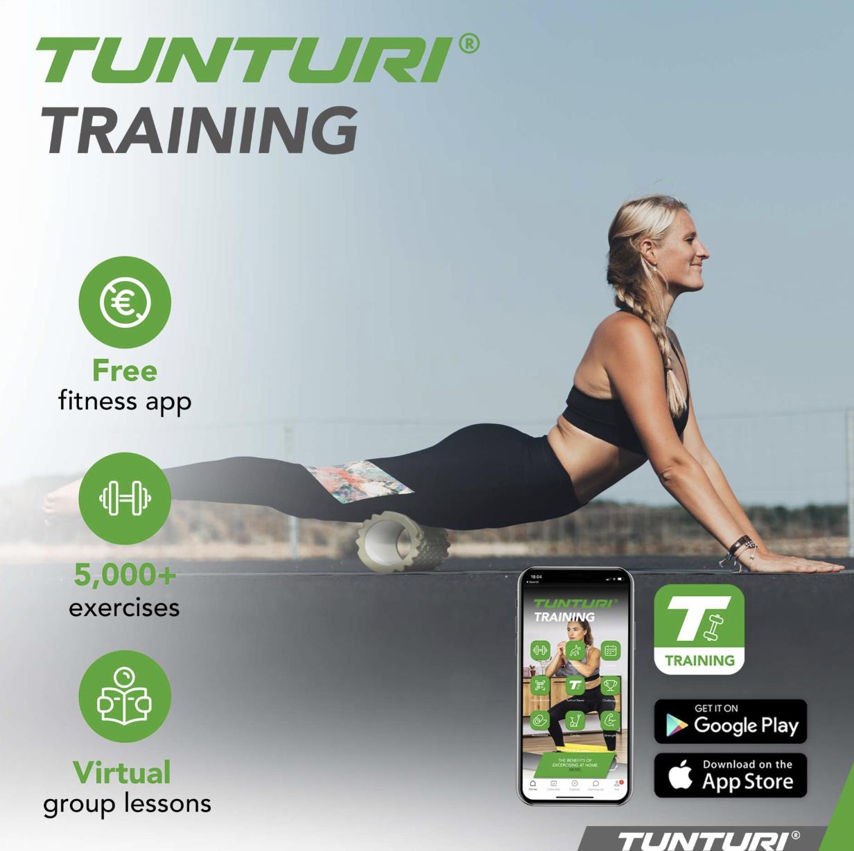 Tunturi Yoga Grid Foam Roller, 33cm, Army Green