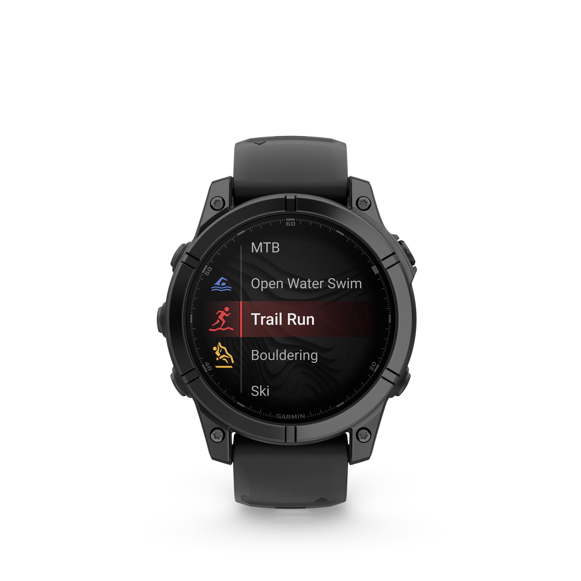 Garmin fēnix E watch, 47mm, Slate grey steel with Black silicone band