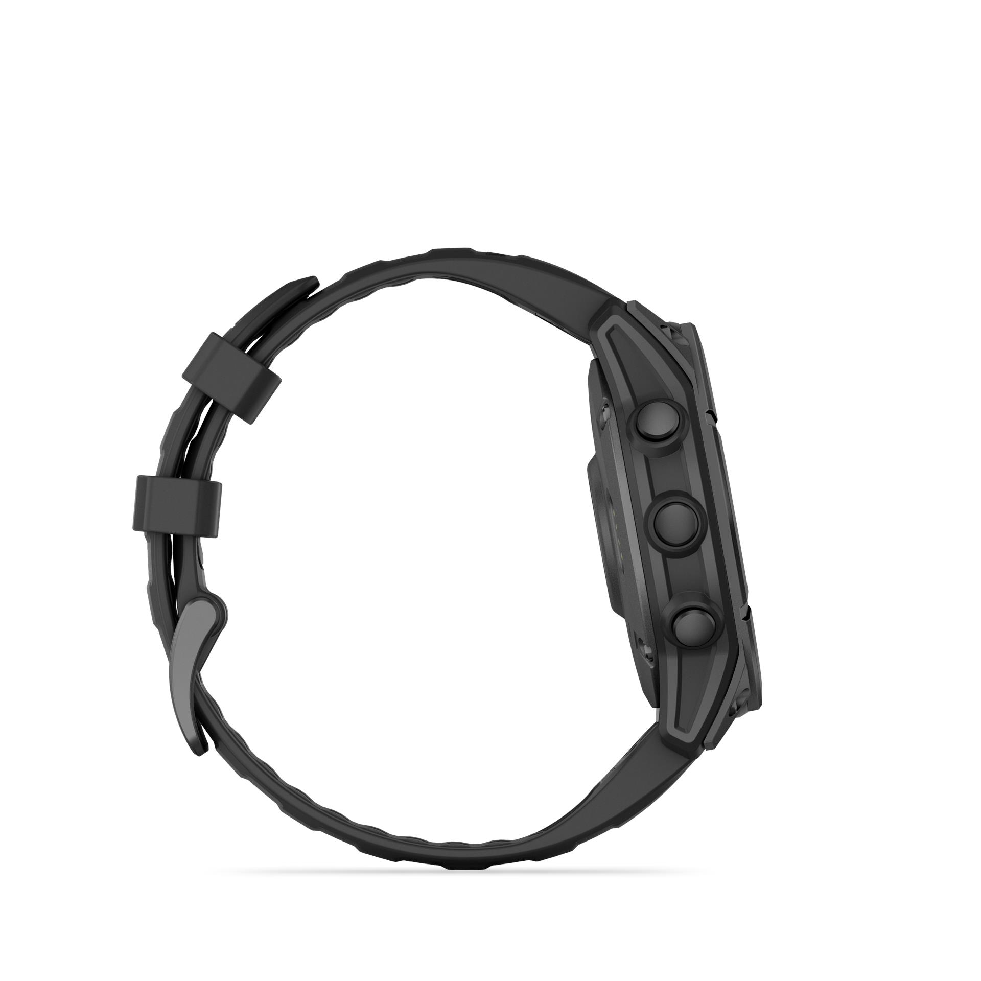 Garmin Fenix E pulkstenis, 47mm, Zilganpelēks tērauds ar Melna silikona pulksteņa siksniņa