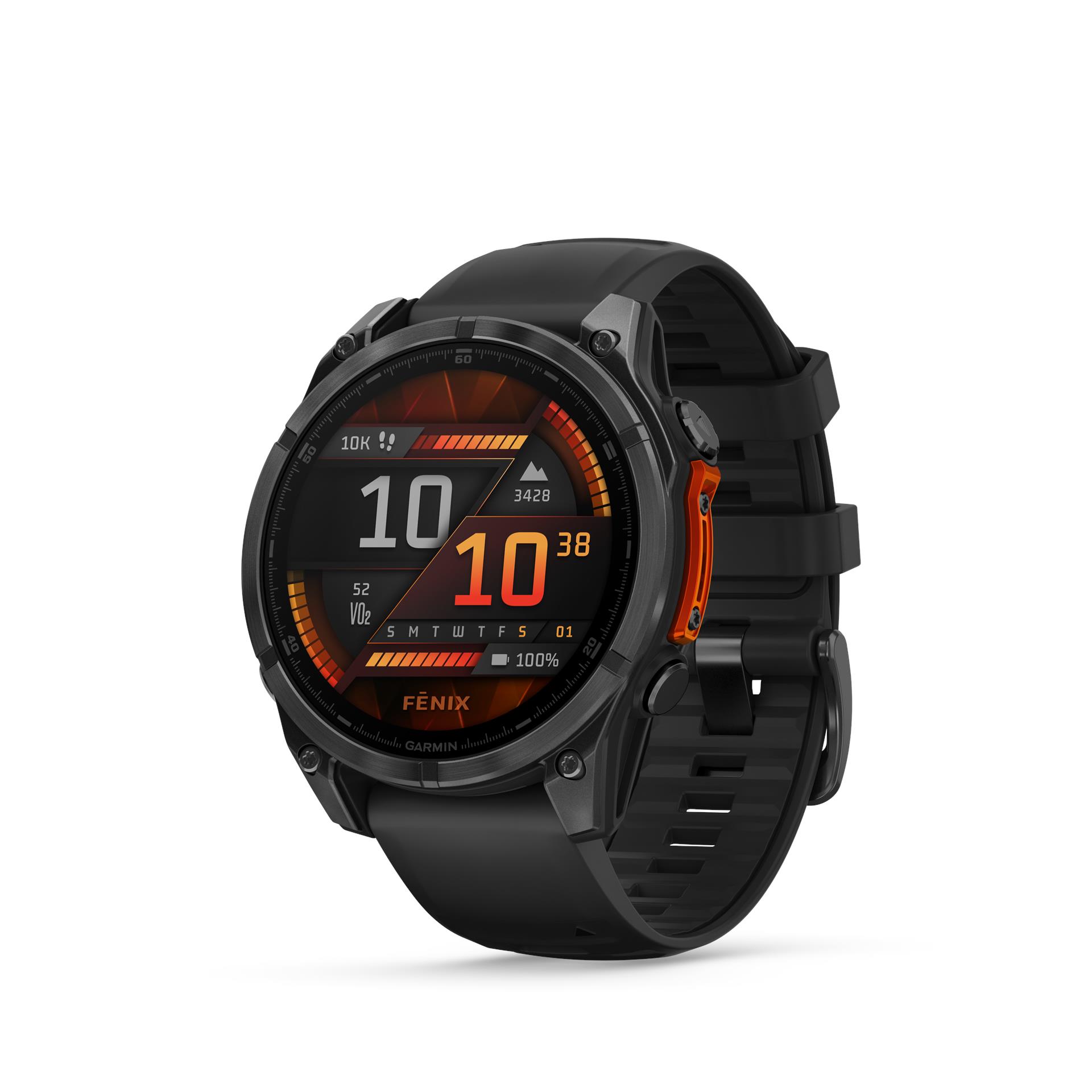 Garmin fenix 8 AMOLED laikrodis, 47 mm, juodas su juoda apyranke