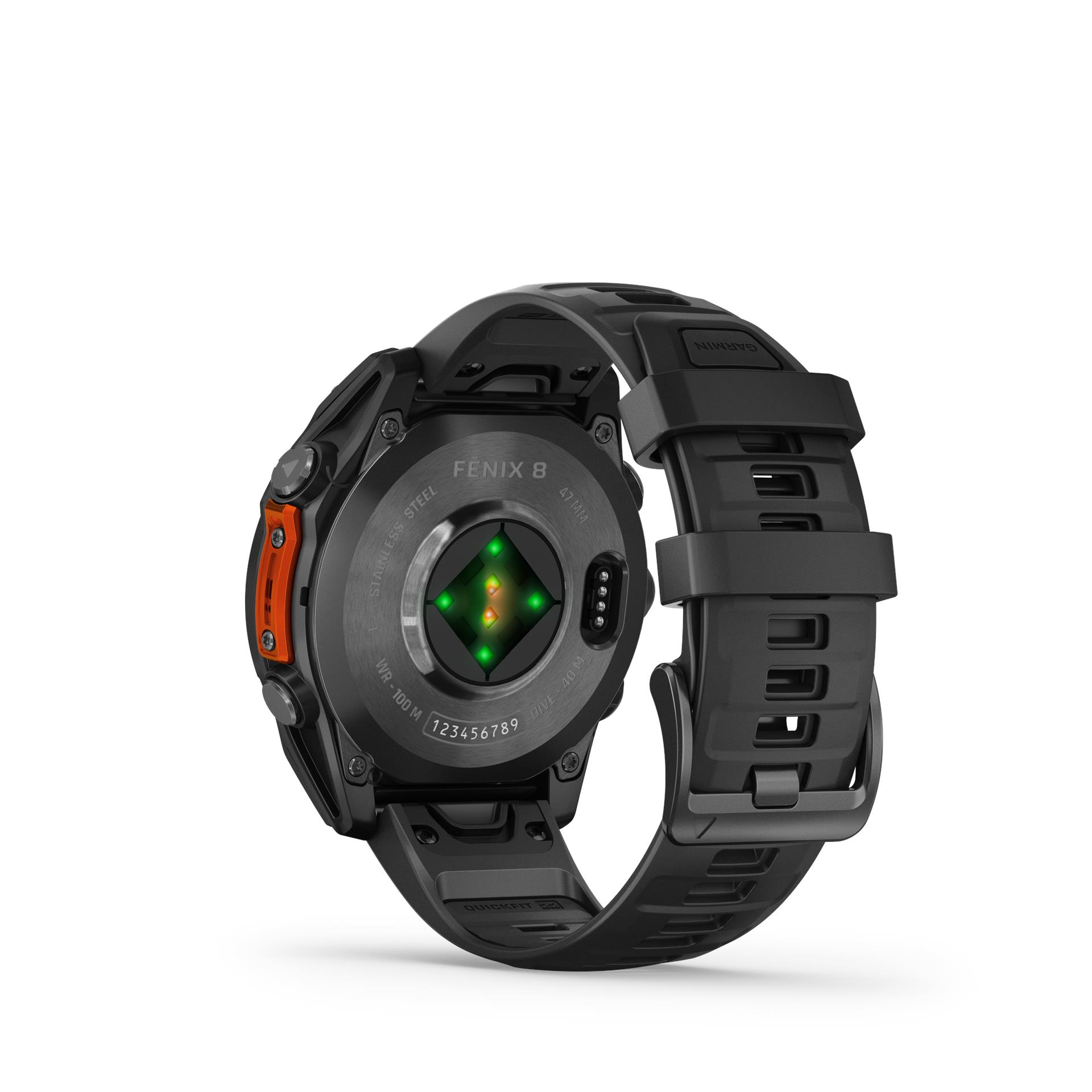 Garmin fenix 8 AMOLED pulkstenis, 47 mm, Melns ar melnu siksniņu