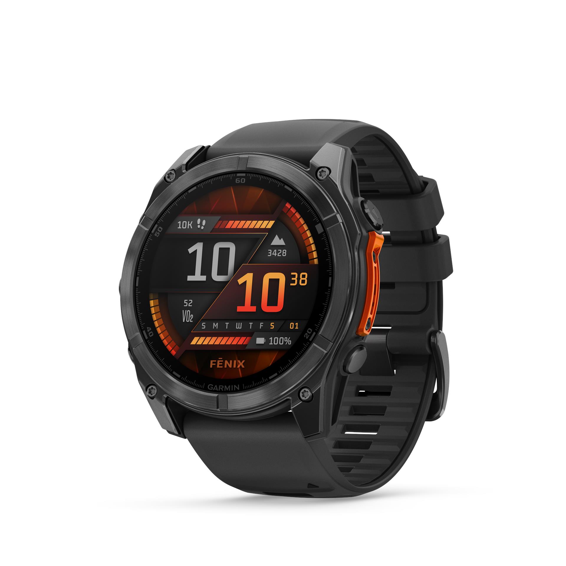 Garmin Fenix 8 AMOLED watch, 51 mm, Slate grey with Black silicone band