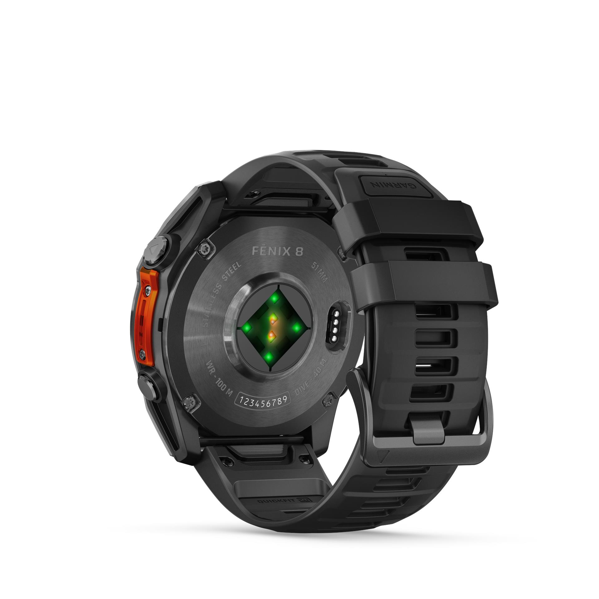 Garmin Fenix ​​8 AMOLED laikrodis, 51 mm, pilkos spalvos su juoda silikonine apyranke