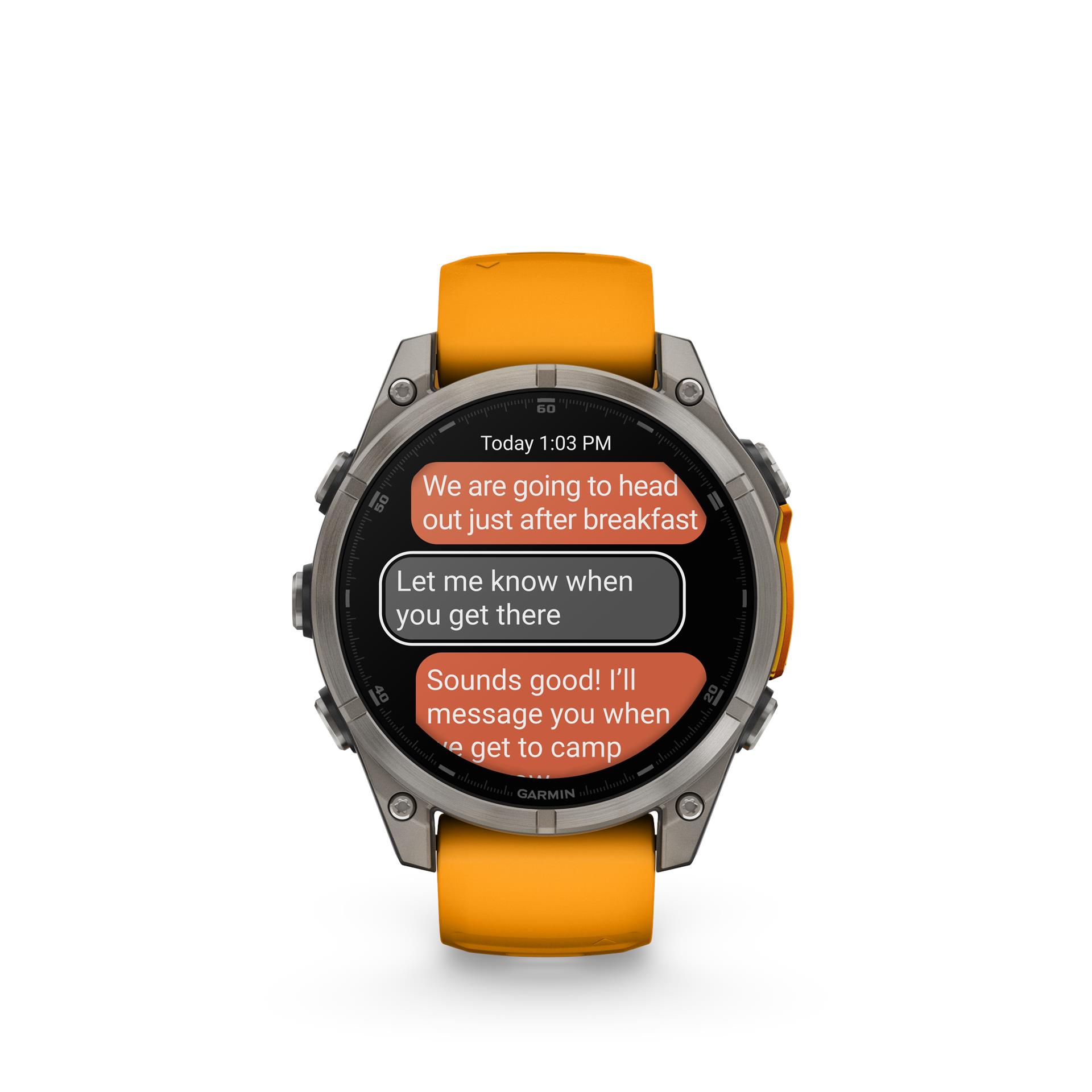 Garmin Fenix 8 AMOLED Sapphire watch, 47 mm, Titanium with Spark orange/graphite silicone band