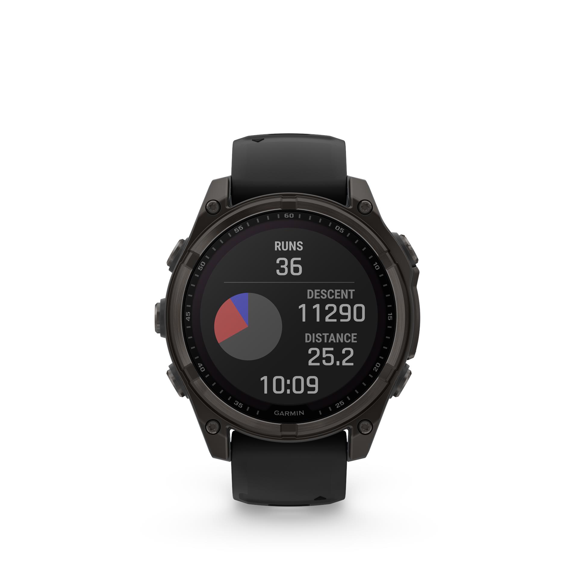 Garmin fēnix 8 Solar Sapphire laikrodis, 47 mm, Anglies pilkos spalvos DLC titanas su juoda/žvyro pilka silikono juostele