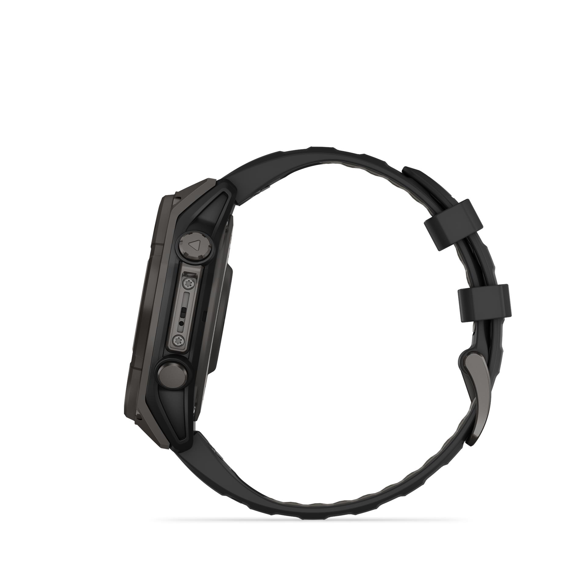 Garmin fēnix 8 Solar Sapphire часы, 47 мм, Углеродно-серый титан DLC с черным/галечным силиконовым ремешком