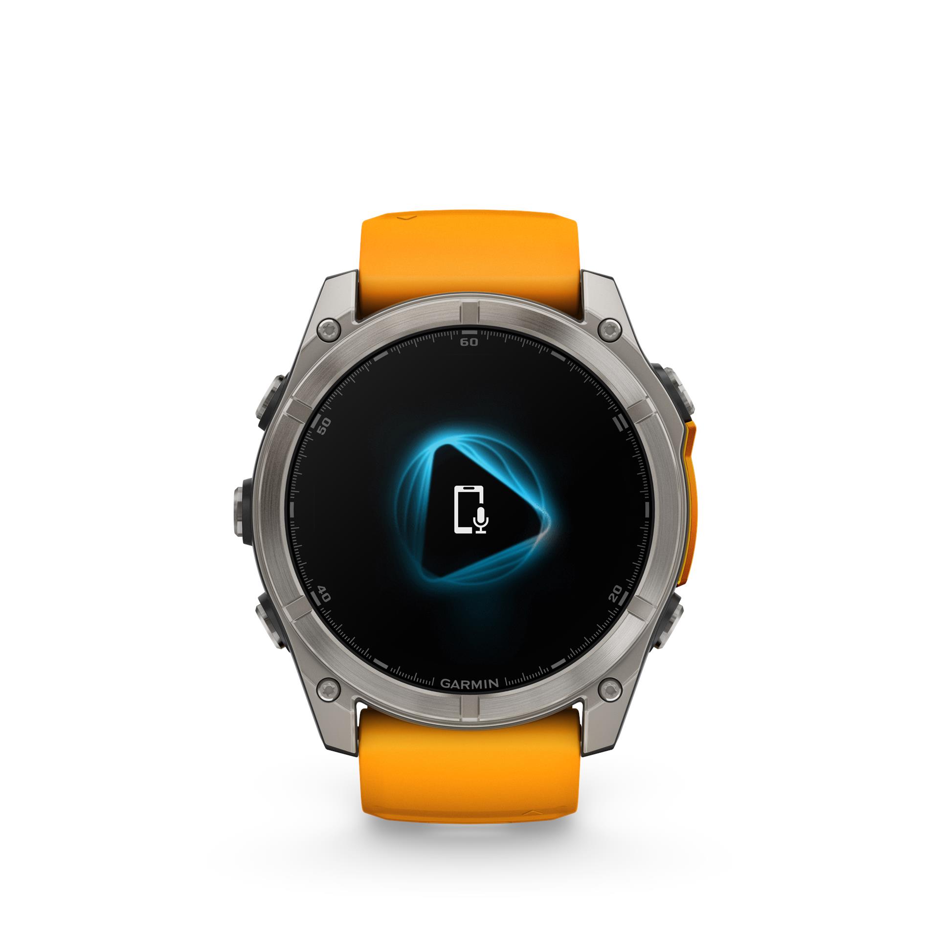 Garmin Fenix 8 AMOLED Sapphire watch, 51 mm, Titanium with Spark orange/graphite silicone band