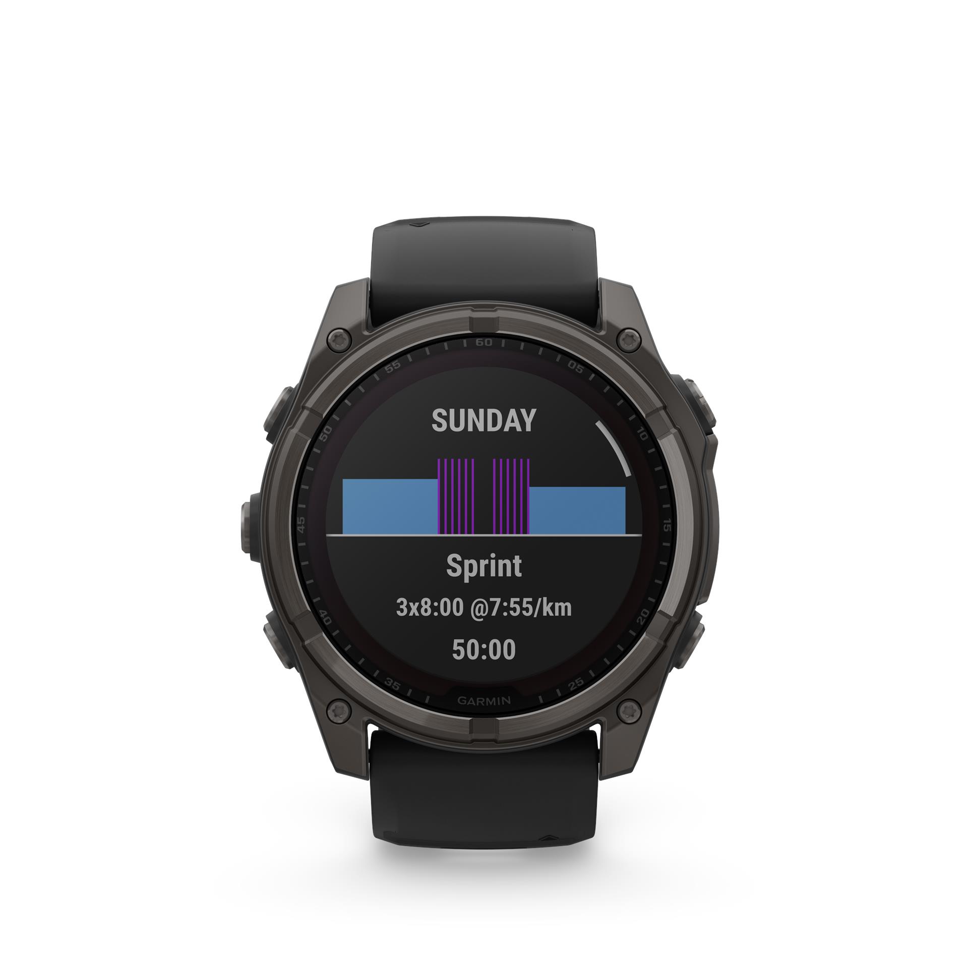 Garmin fēnix 8 Solar Sapphire käekell, 51 mm, Süsiniku hall DLC titaan koos musta/kruusakarva halli silikoonrihmaga.