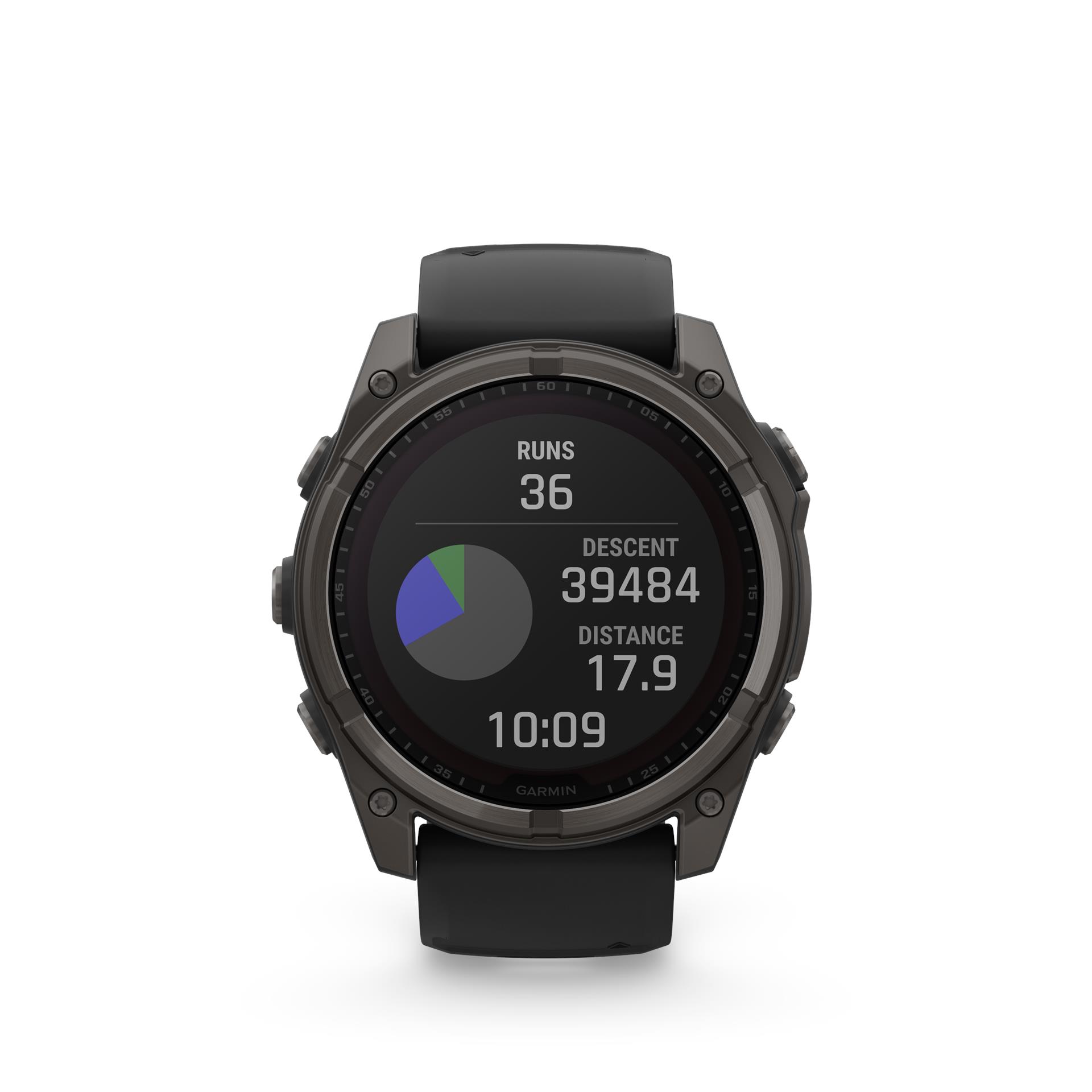 Garmin fēnix 8 Solar Sapphire laikrodis, 51 mm, Anglies pilkos spalvos DLC titanas su juoda/žvyro pilka silikono juostele