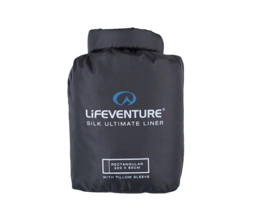 Lifeventure Silk Ultimate Sleeping Bag Liner, Rectangular, Black