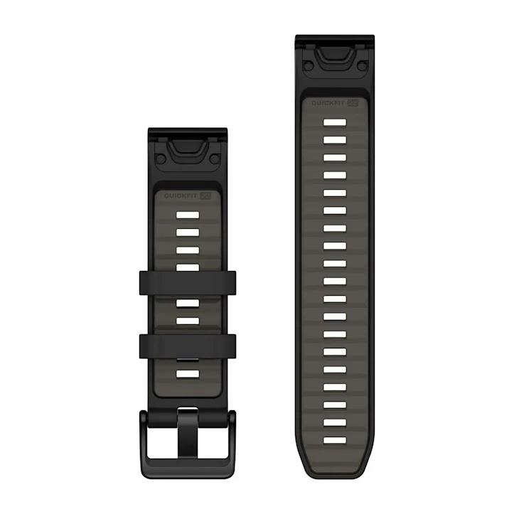 Garmin QuickFit 22mm Silicone Watch Band, Black/Pebble Gray