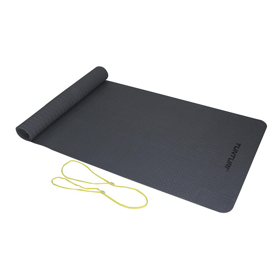 Tunturi TPE Yogamat, 3mm, Anthracite with Yellow cord