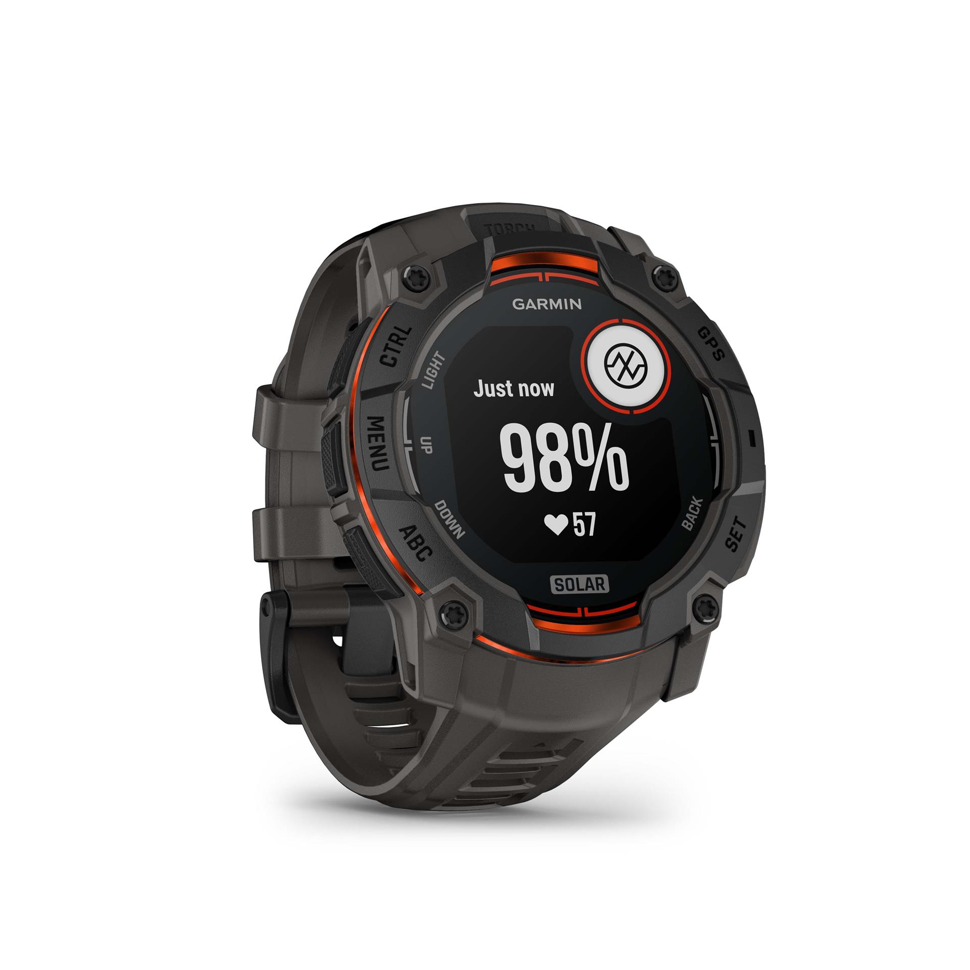 Garmin Instinct 3 viedpulkstenis, Solar, 50 mm, melns ar ogles krāsas pulksteņa siksniņu