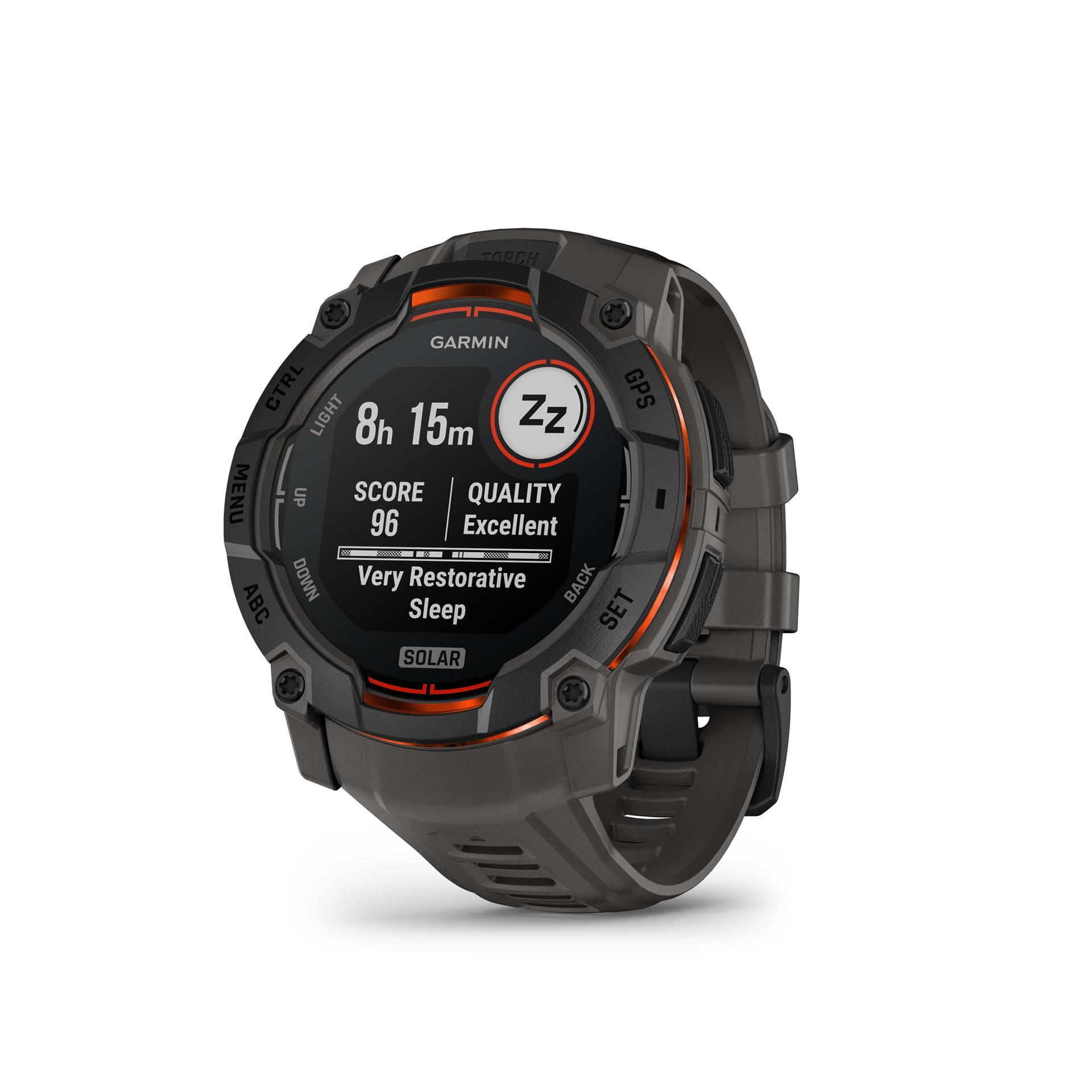 Garmin Instinct 3 viedpulkstenis, Solar, 50 mm, melns ar ogles krāsas pulksteņa siksniņu