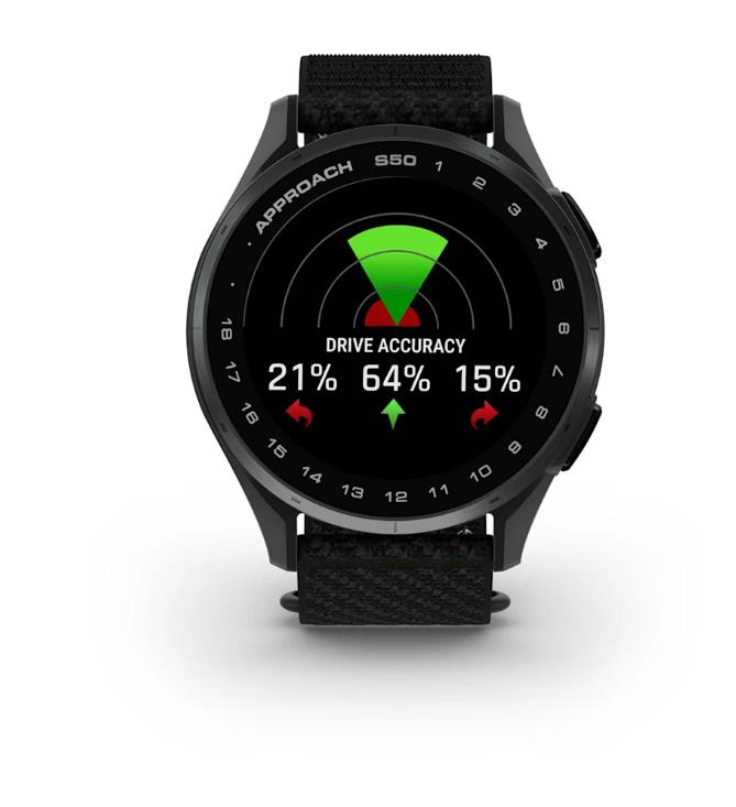 „Garmin Approach S50 Slate Aluminium Bezel“ su juodu ‚ComfortFit‘ nailoniniu dirželiu