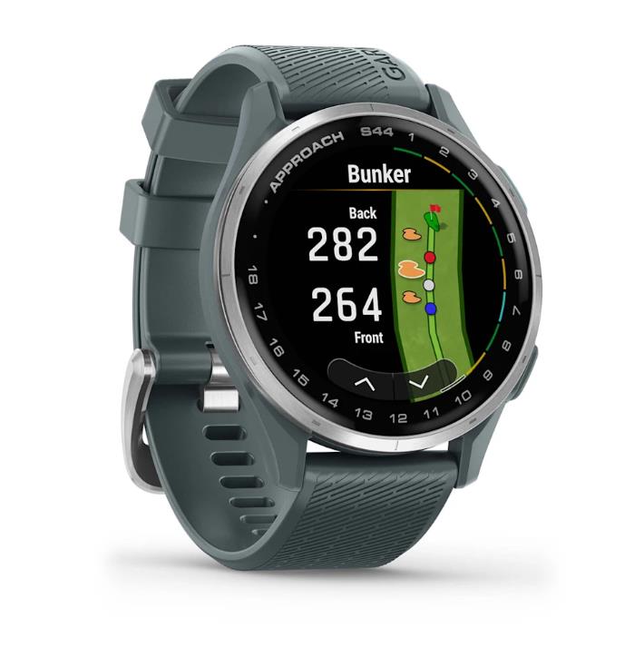 Garmin Approach S44 Смарт-часы, серебристый алюминиевый корпус с сумеречным силиконовым ремешком