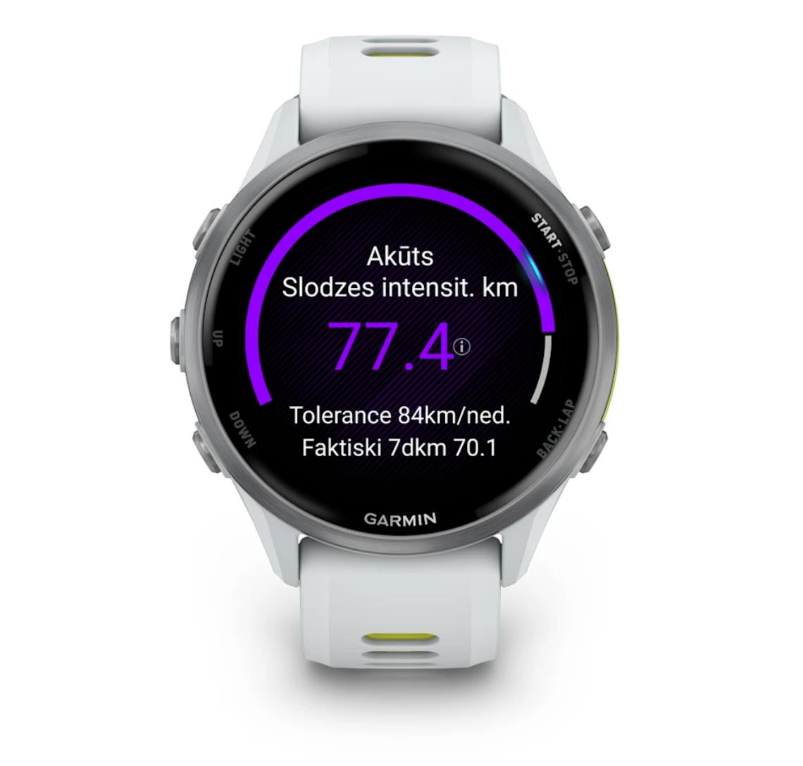 Forerunner 970 Titanium with Whitestone Case and Whitestone/Amp Yellow Band