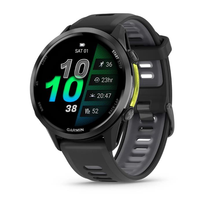 Forerunner 970 Carbon Gray DLC Titanium with Black Case and Black/Whitestone Band