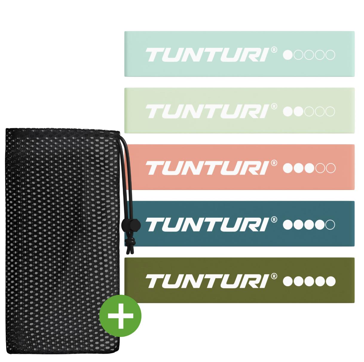 Tunturi мини-резиновые ленты, набор 5 шт., разные уровни сопротивления