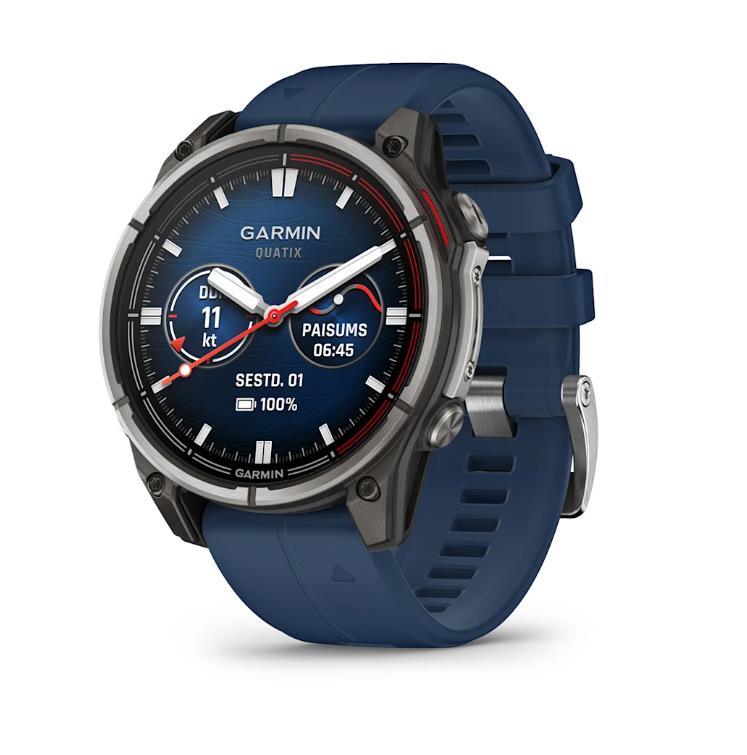 quatix 8 – 47 mm, AMOLED, Sapphire Titanium bezel with captain blue silicone band