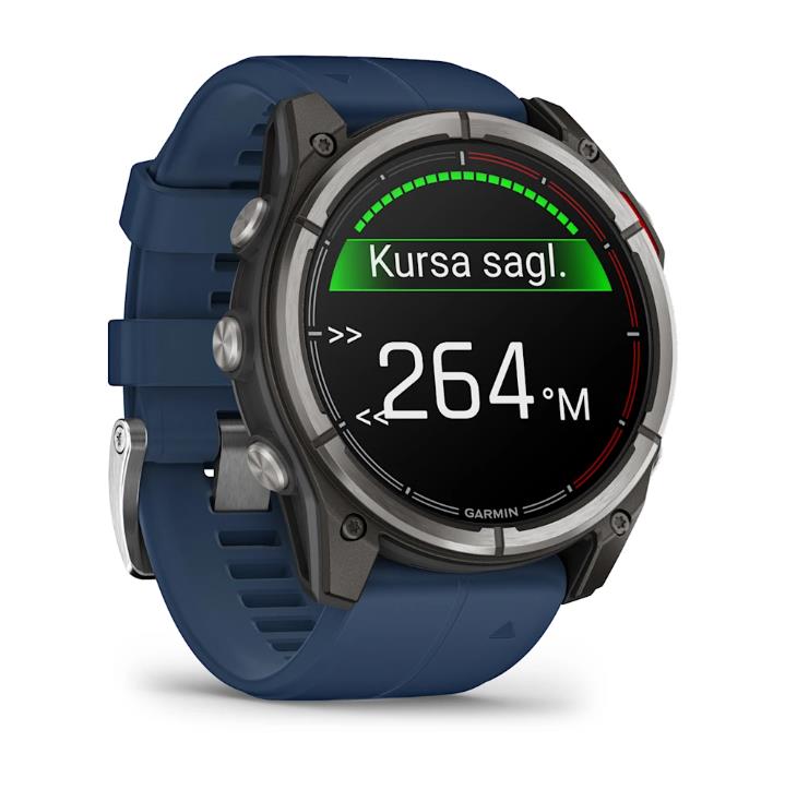 quatix 8 – 51 mm, AMOLED, Sapphire Titanium bezel with captain blue silicone band