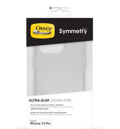 OtterBox Symmetry korpuss, Apple iPhone 15 Pro, caurspīdīgs