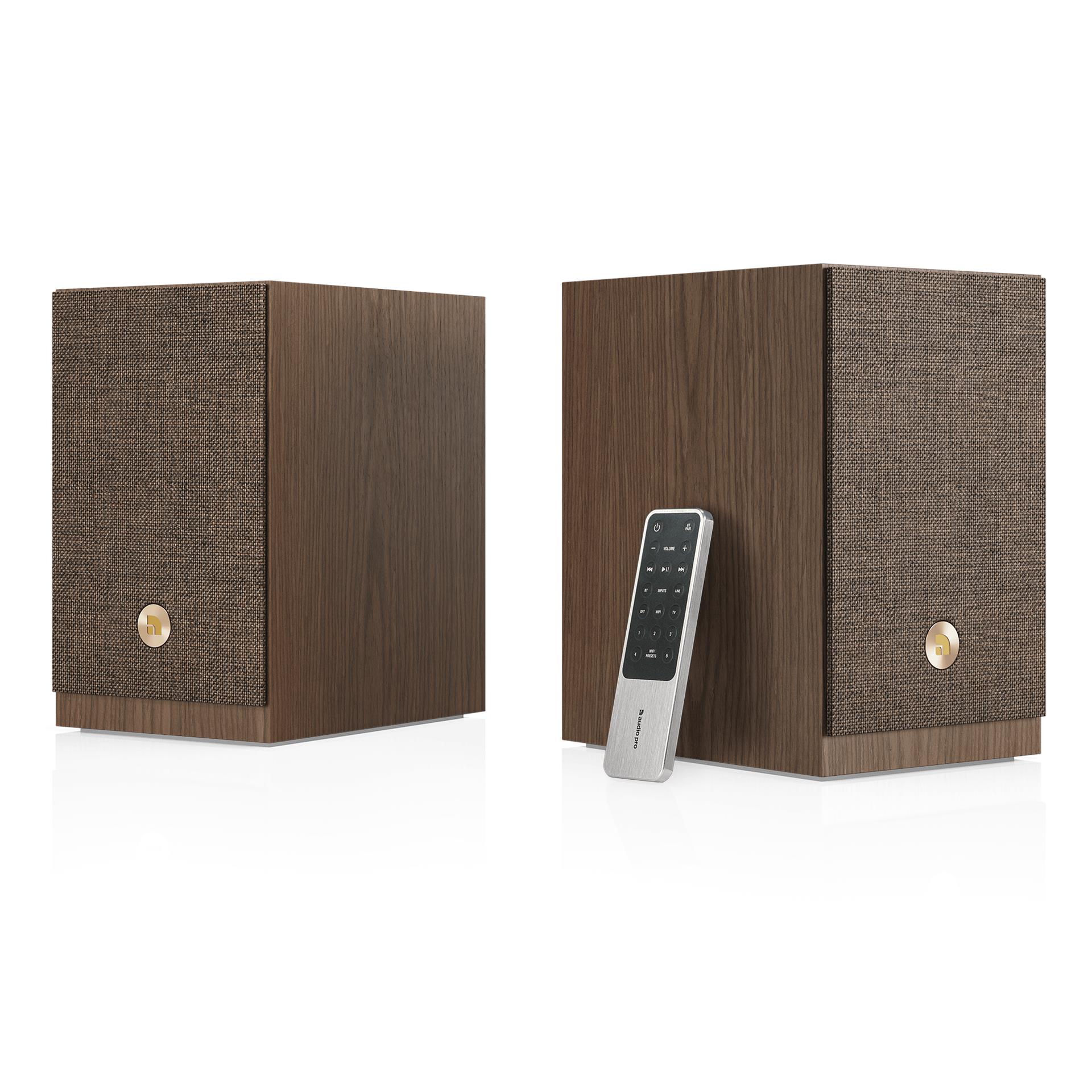 Audio Pro A28 W Stereo skaļruņu sistēma ar barošanu un basa refleksu, Valriekstu krāsa