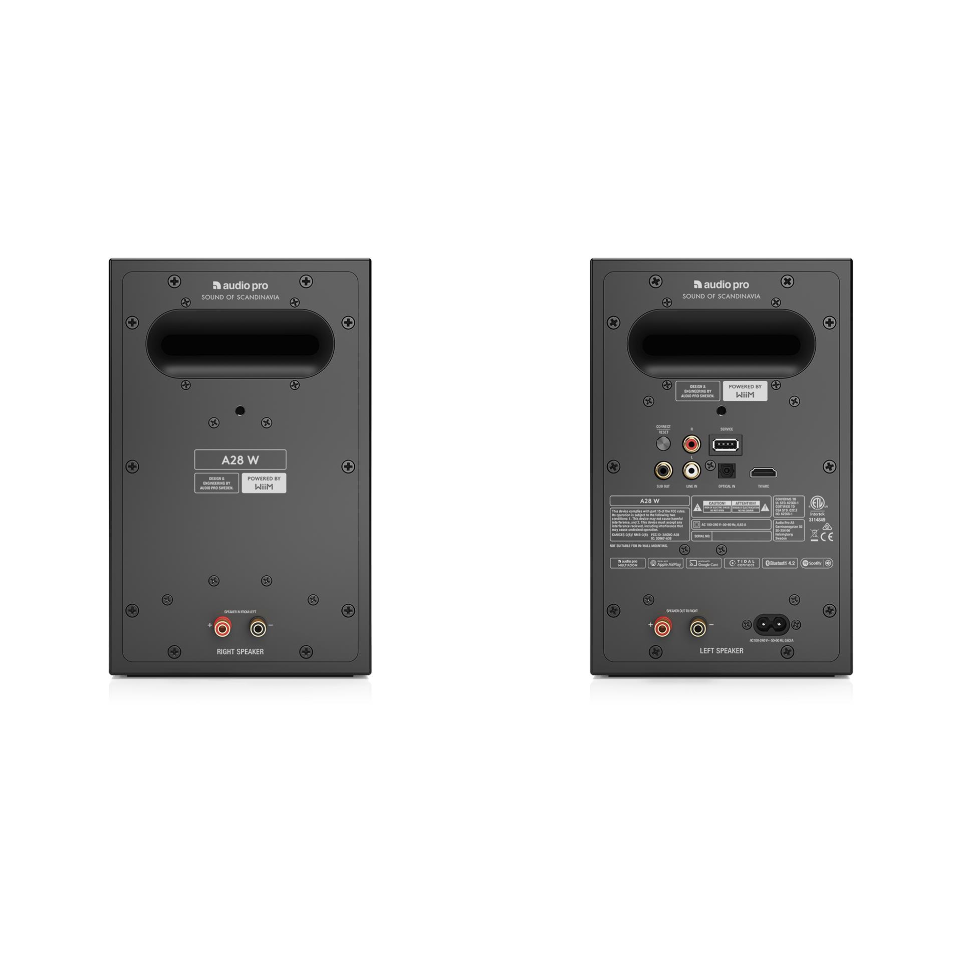 Audio Pro A28 W Powered стереофоническая акустическая система с басовым фазоинвертором, черный