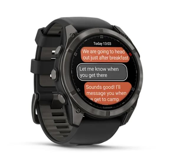 fēnix 8 Pro – 51 mm, AMOLED, Sapphire, Carbon grey DLC titanium with Black/pebble grey silicone band