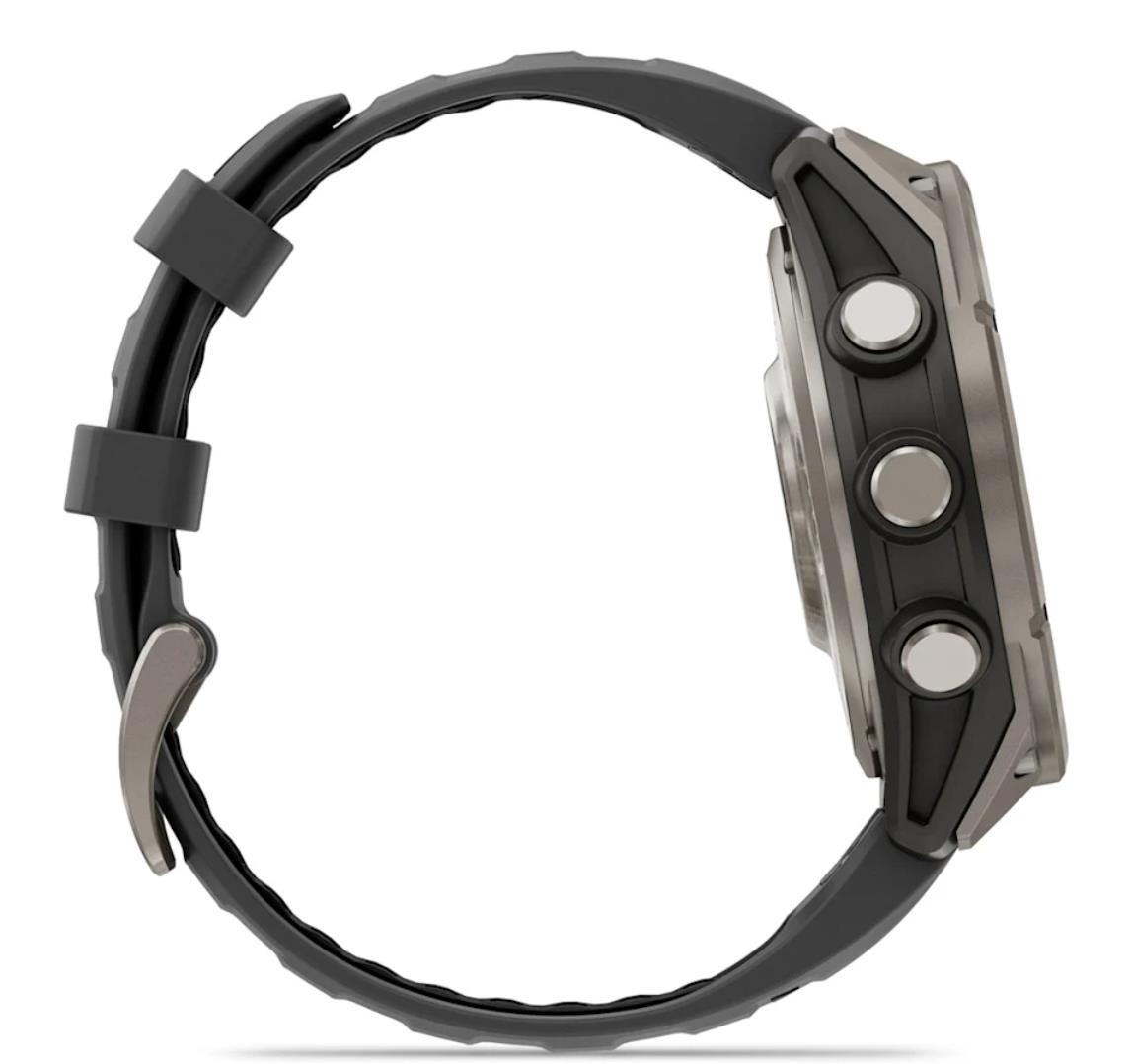 Garmin fēnix 8 Pro AMOLED safīra pulkstenis, 47 mm, titāna ar grafīta/melnu silikona siksniņu