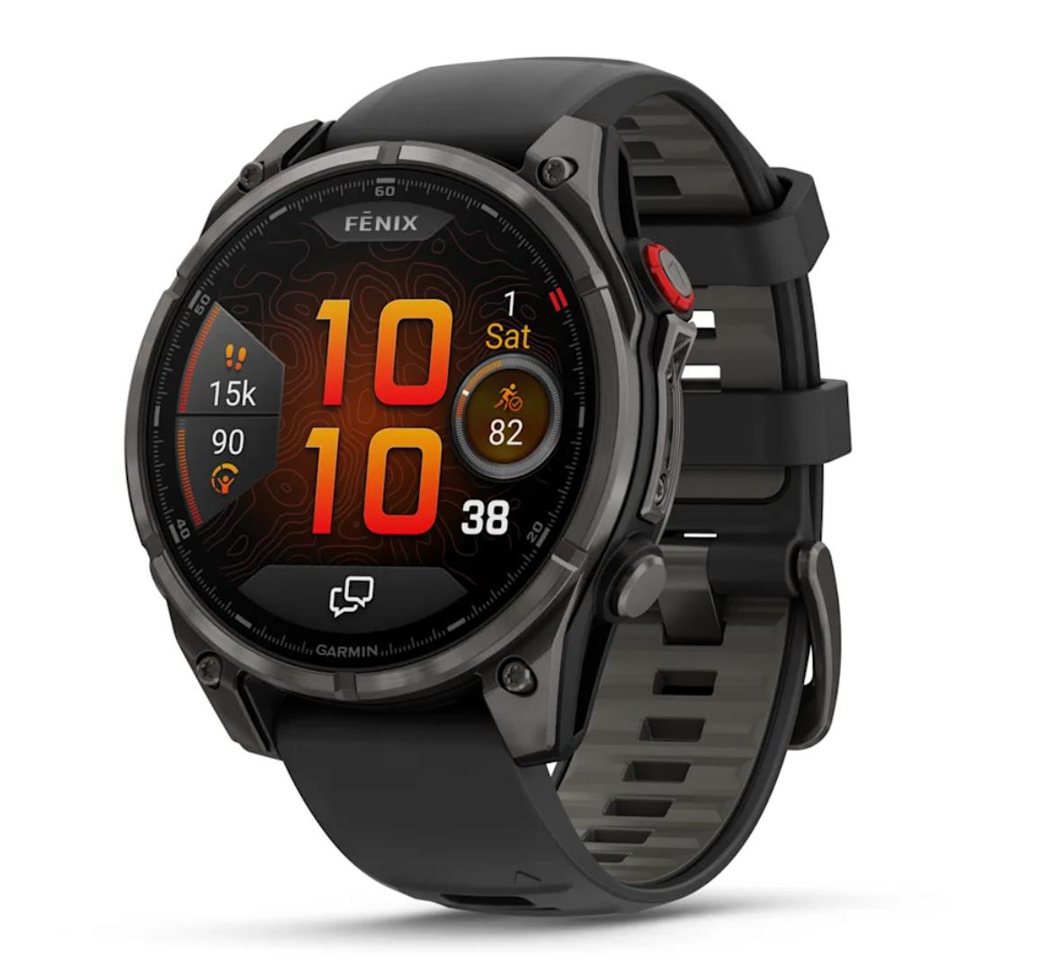 fēnix 8 Pro – 47 mm, AMOLED, Sapphire, Carbon grey DLC titanium with Black/pebble grey silicone band