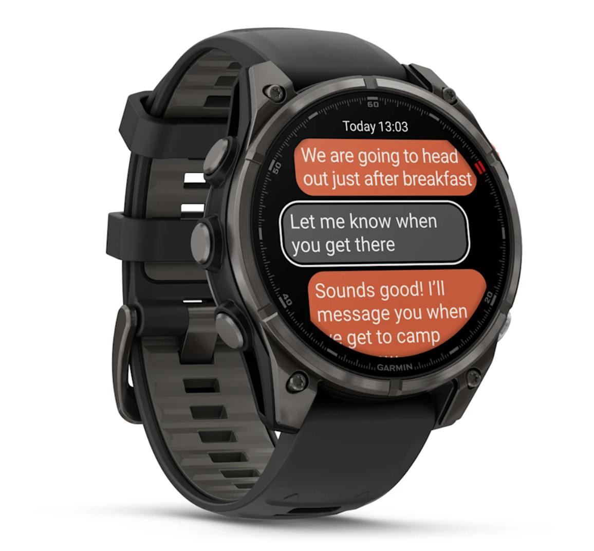Garmin fēnix 8 Pro AMOLED safiirkell, 47 mm, süsinikhall DLC titaanium ja must/halli silikoonrihm