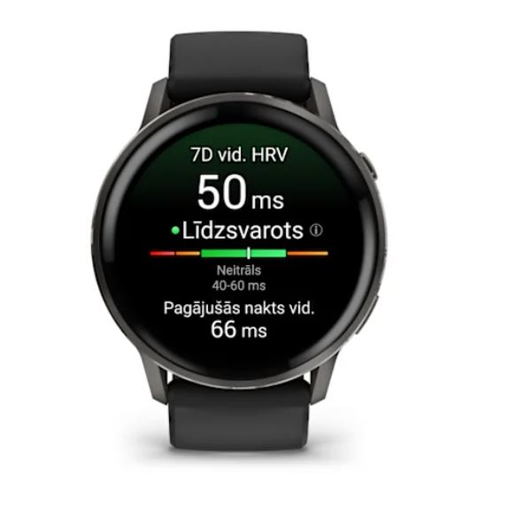 Garmin Venu 4 nutikell, 45 mm, tahvelkivi, musta silikoonrihmaga