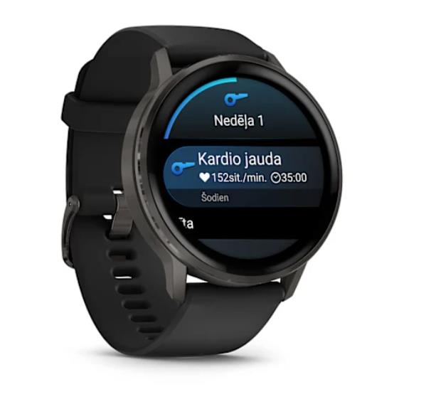 Garmin Venu 4 nutikell, 45 mm, tahvelkivi, musta silikoonrihmaga