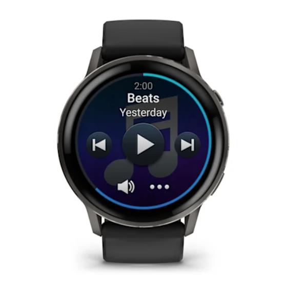 Garmin Venu 4 nutikell, 45 mm, tahvelkivi, musta silikoonrihmaga