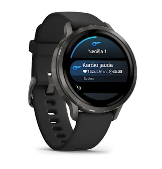Garmin Venu 4 smartwatch, 41 mm, Slate with Black Silicone Band