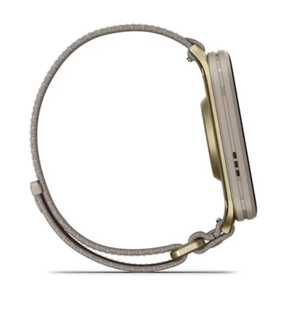 Garmin Venu X1 смарт-часы, нежно-золотой цвет/титановый корпус/французский серый нейлоновый ремешок