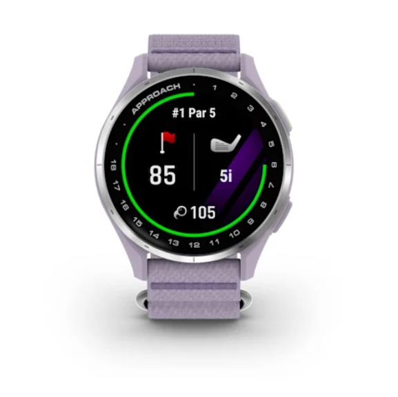 Approach J1, Silver alu bezel/lilac ComfortFit fabric band