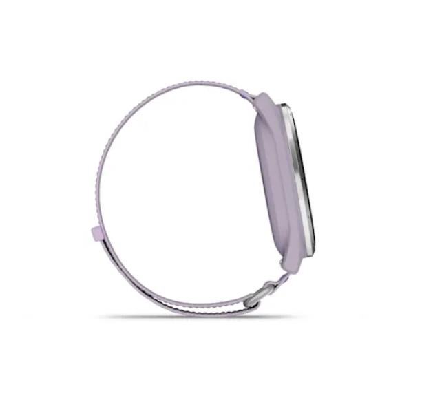 Смарт-часы Garmin Approach J1, серебристая оправа/лиловый ремешок из ткани ComfortFit