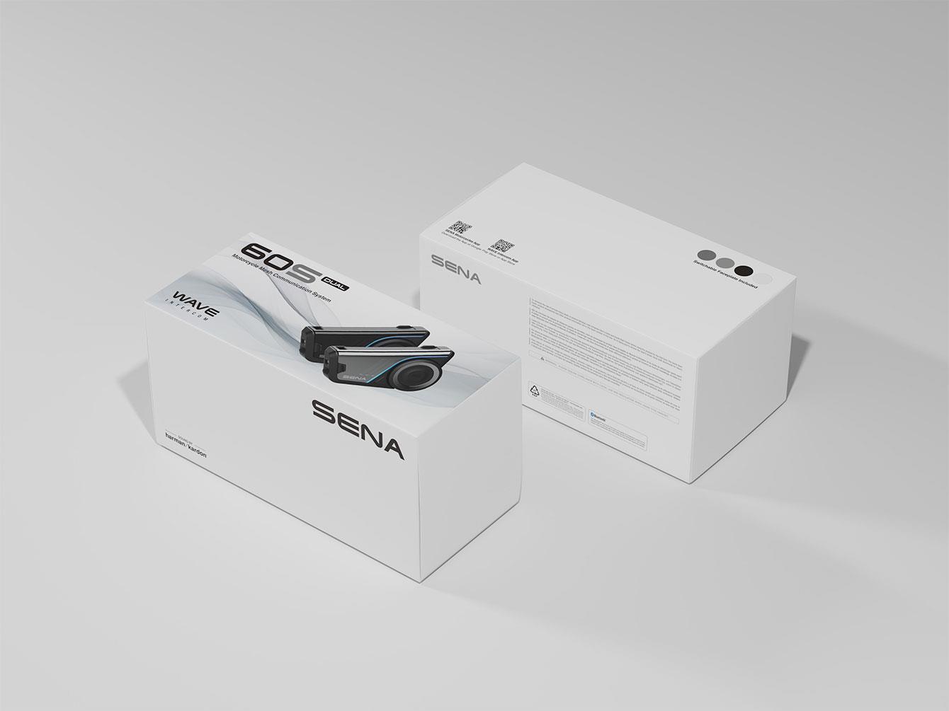 SENA 60S motociklo laisvų rankų įranga, „Harman Kardon“ garsas, Dviguba pakuotė