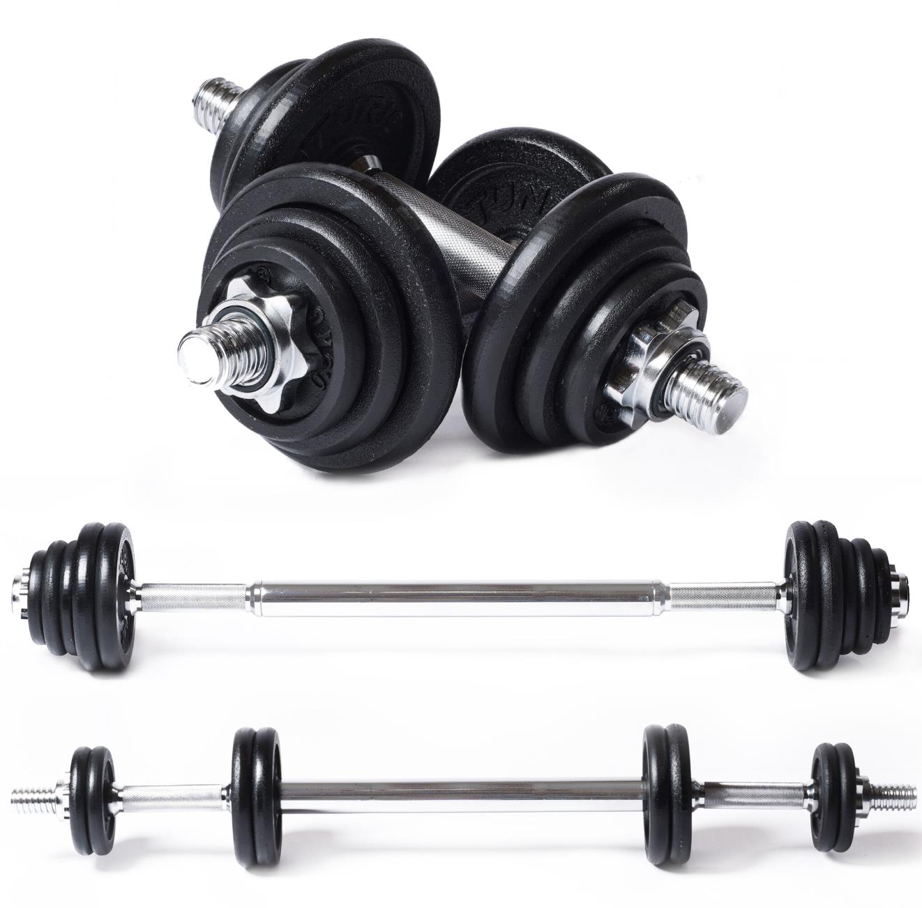 Tunturi Barbell/Dumbbell set, 20kg, Iron