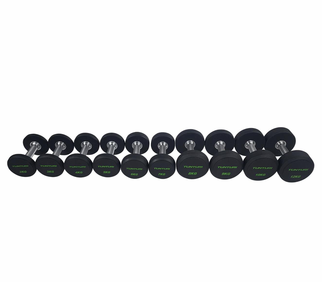 Tunturi PU Pro Dumbbell Set 2-12kg (10prs, 132kg)