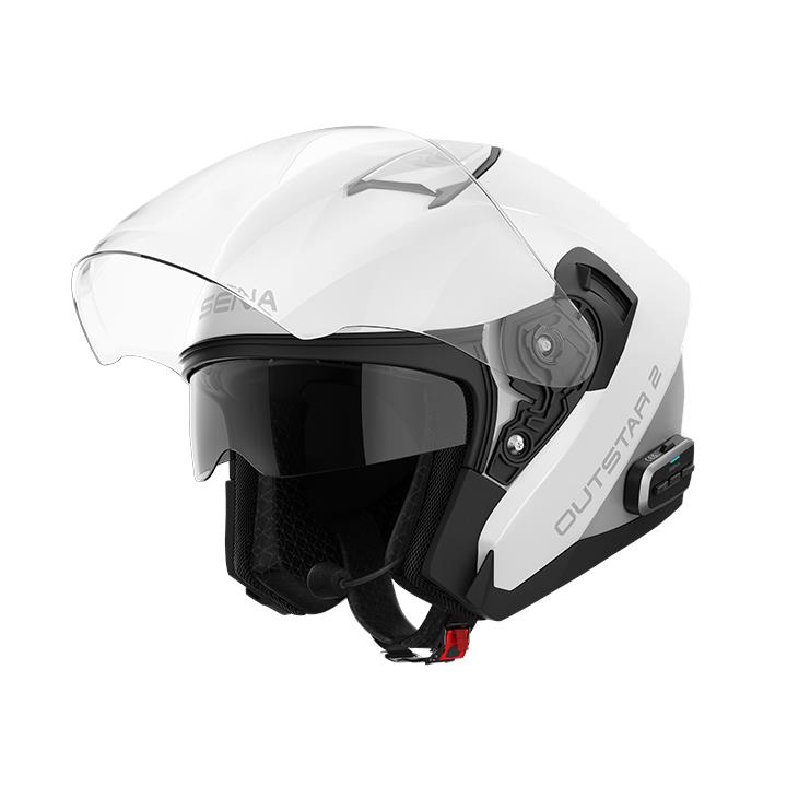 OUTSTAR 2, Smart Open Face with Mesh Communication System, Glossy White, M Size, ECE 22.06