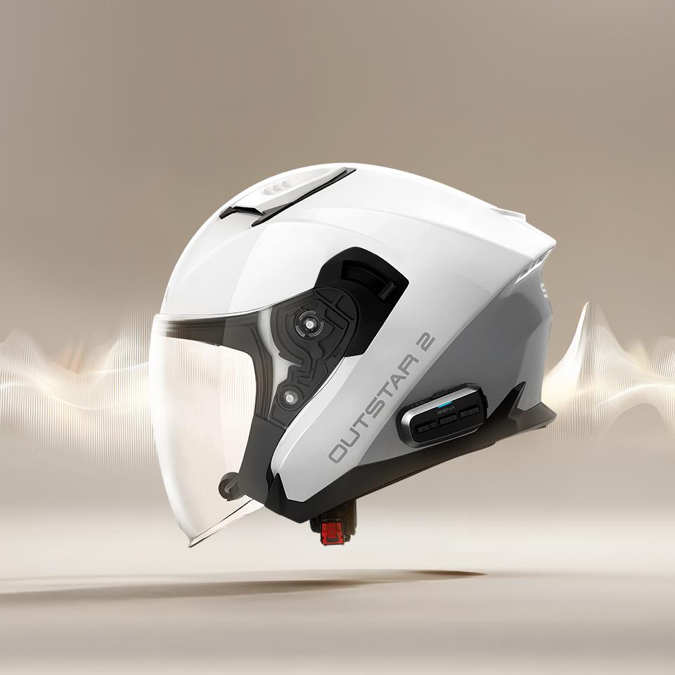 SENA OUTSTAR 2 Smart Open Face with Mesh Communication System, Glossy White, S